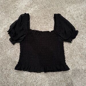 Black Smocked Women's Top